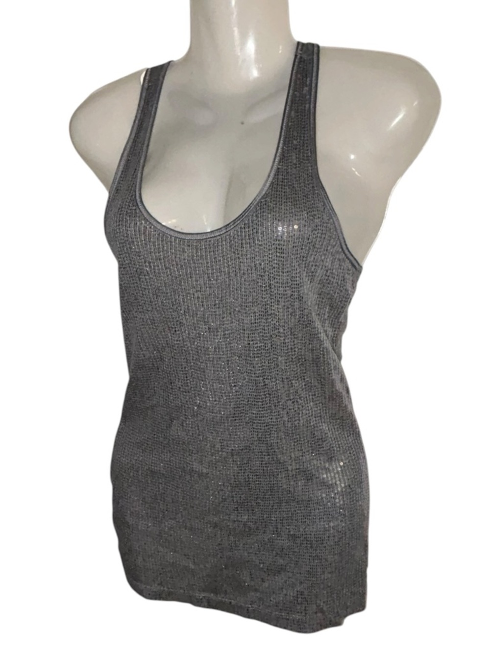 Express Silver Metallic Racerback Tank Top - Picture 2 of 9